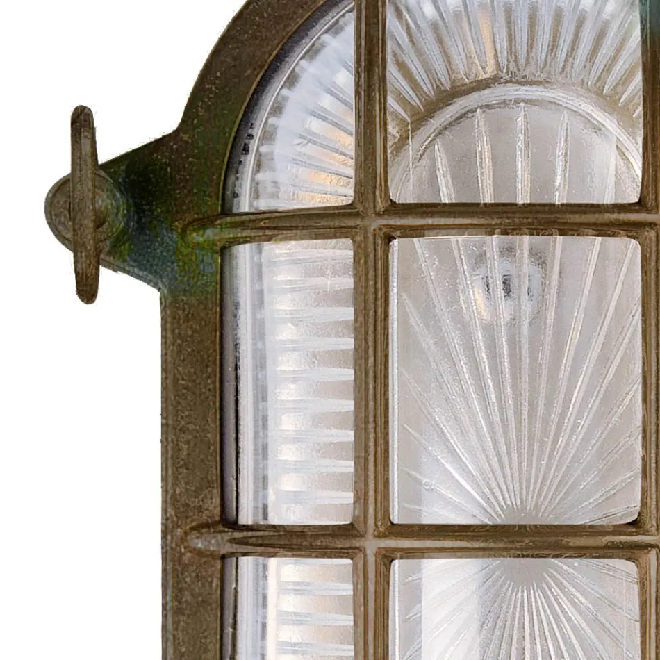 Luminária de parede externa vintage em latão com vidro opalino/transparente - Siren Viadurini