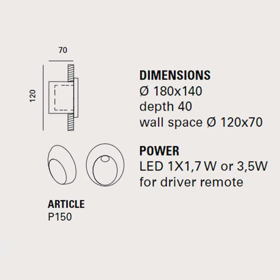 Luminária de parede oval exterior, em terracota colorida Oval - Toscot Viadurini