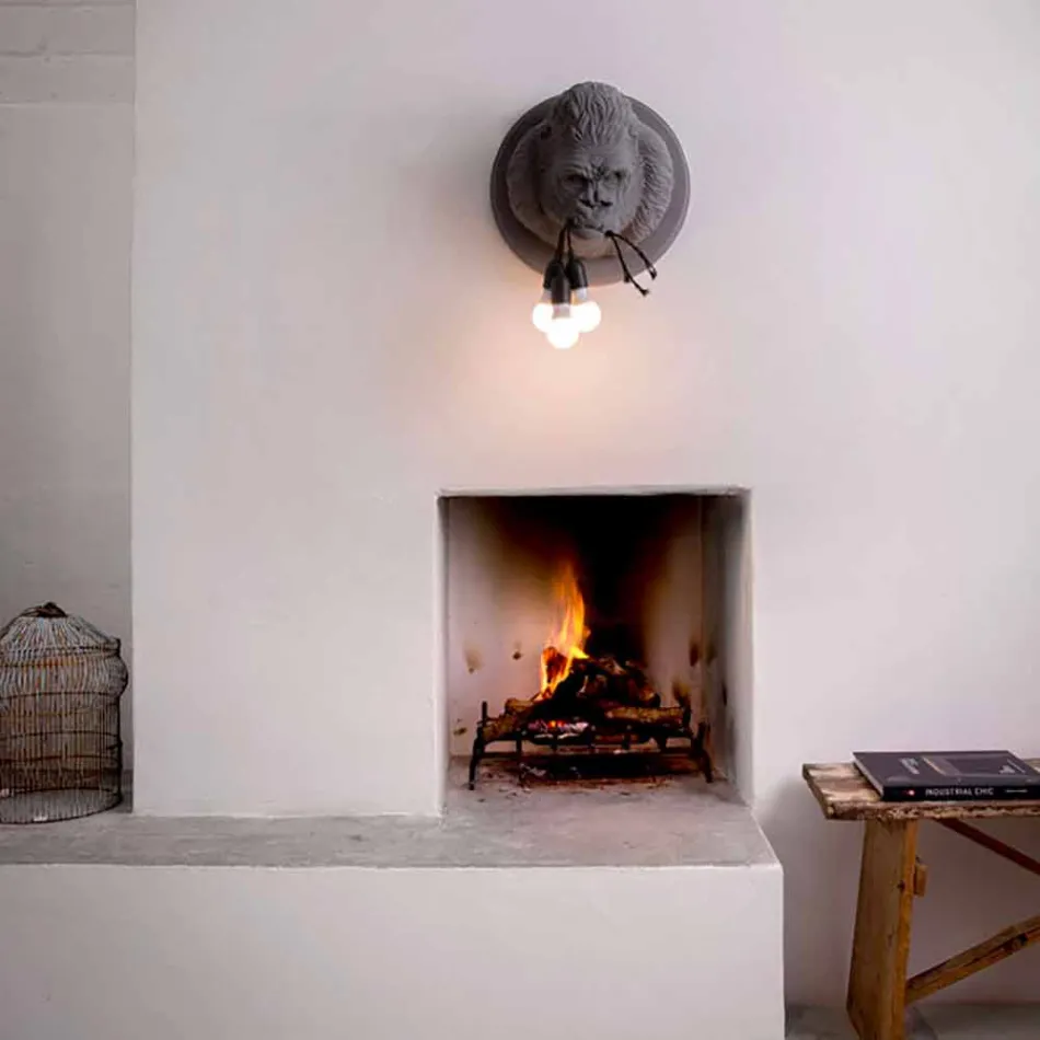 Candeeiro de parede com 3 luzes em Gorilla Ceramic Gray ou White Design - Rillago Viadurini