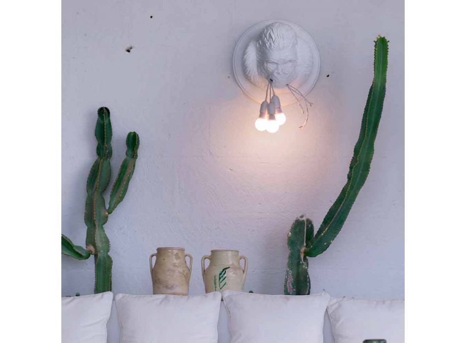 Candeeiro de parede com 3 luzes em Gorilla Ceramic Gray ou White Design - Rillago Viadurini