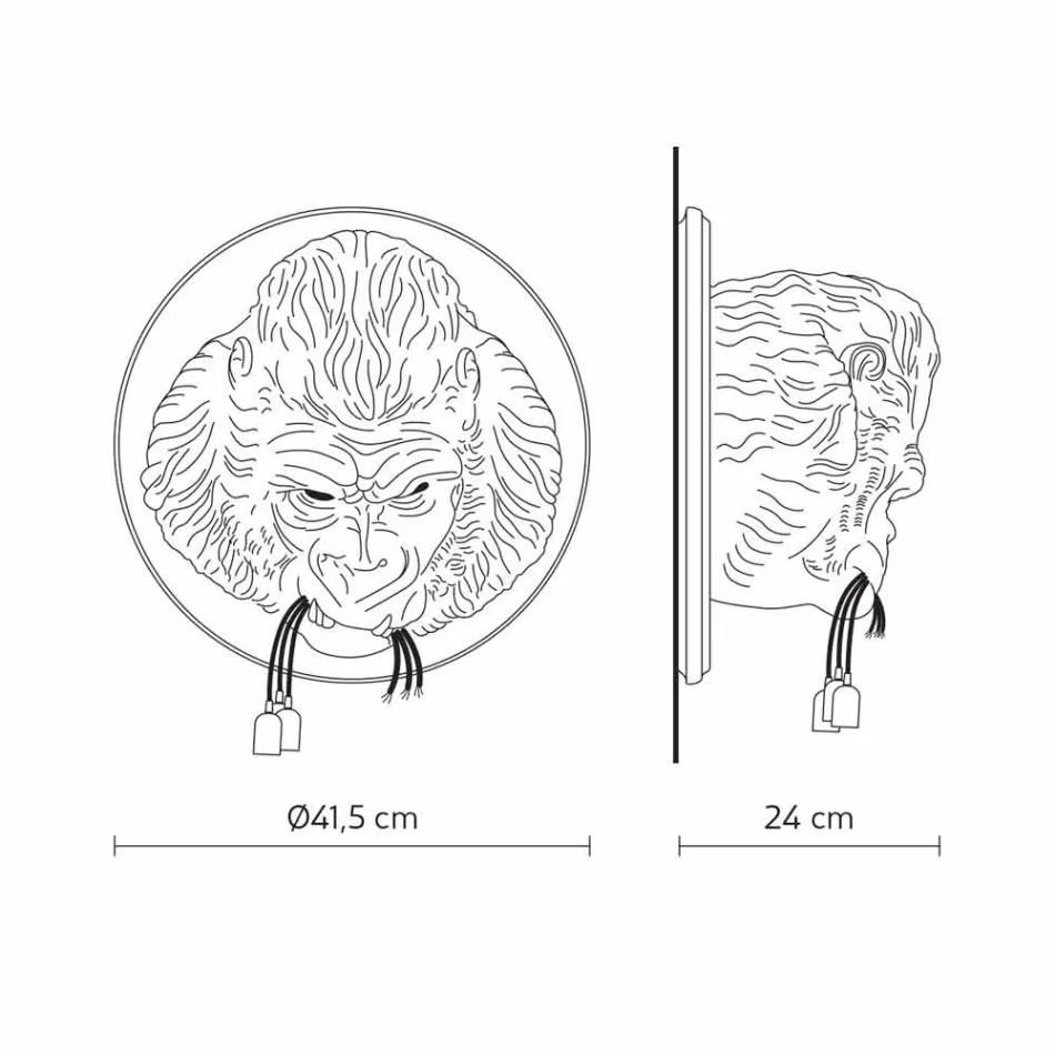 Candeeiro de parede com 3 luzes em Gorilla Ceramic Gray ou White Design - Rillago Viadurini