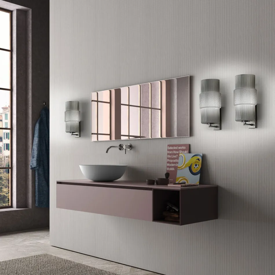 Arandela de parede em vidro soprado à mão em Veneza e metal - Satomi Viadurini