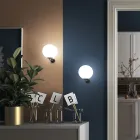 Candeeiro de parede de vidro veneziano fundido à mão com design moderno - Lua Viadurini