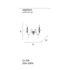 Candeeiro de parede de design clássico com 2 luzes em vidro cromado trabalhado à mão - Similo Viadurini