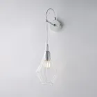 Arandela de ferro com vidro Pyrex, fabricada na Itália, para decoração de interiores - Olimpo Viadurini