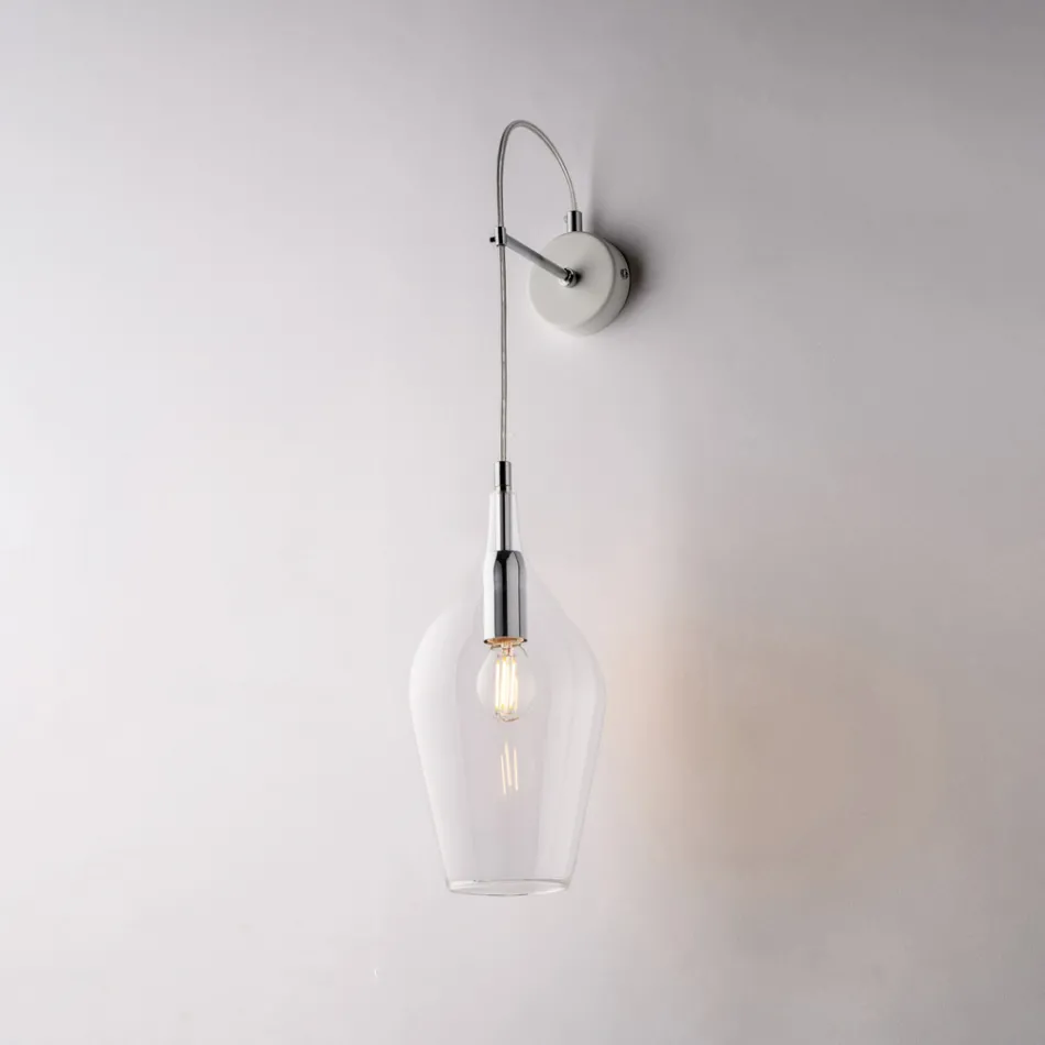 Arandela de ferro com vidro Pyrex, fabricada na Itália, para decoração de interiores - Sparta Viadurini