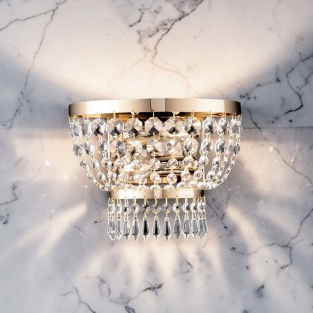 Arandela de parede em ferro dourado com strass, fabricada na Itália - Áustria Viadurini