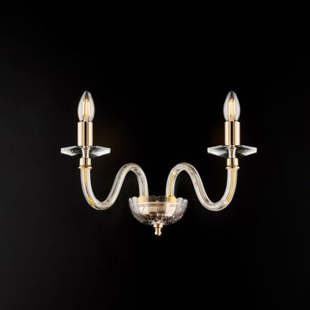 Luminária de parede em ferro dourado com vidro, fabricada na Itália, para decoração de interiores - Innsbruck Viadurini