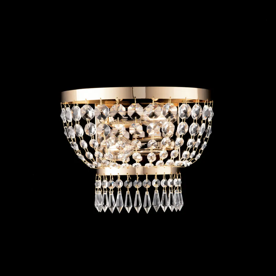 Aplique de ferro e ouro com strass, fabricado na Itália, para decoração de interiores - Áustria Viadurini