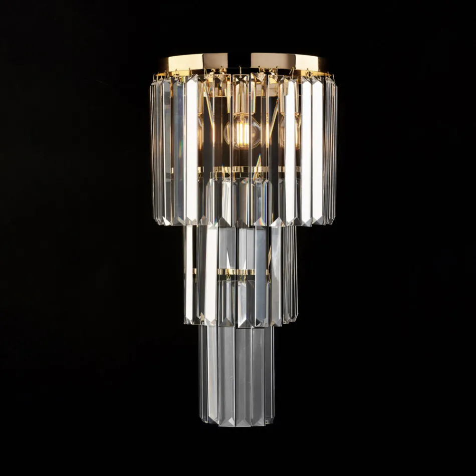 Aplique de ferro e ouro com strass, fabricado na Itália, para decoração de interiores - Viena Viadurini