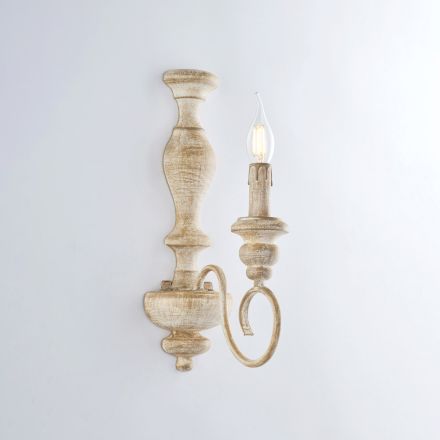 Luminárias de parede em madeira e ferro laqueado, fabricadas na Itália, para decoração de interiores - Toscana Viadurini