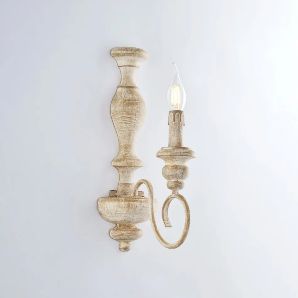 Luminárias de parede em madeira e ferro laqueado, fabricadas na Itália, para decoração de interiores - Toscana Viadurini