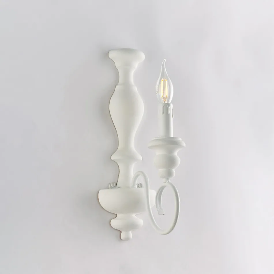 Luminárias de parede em madeira e ferro laqueado, fabricadas na Itália, para decoração de interiores - Toscana Viadurini