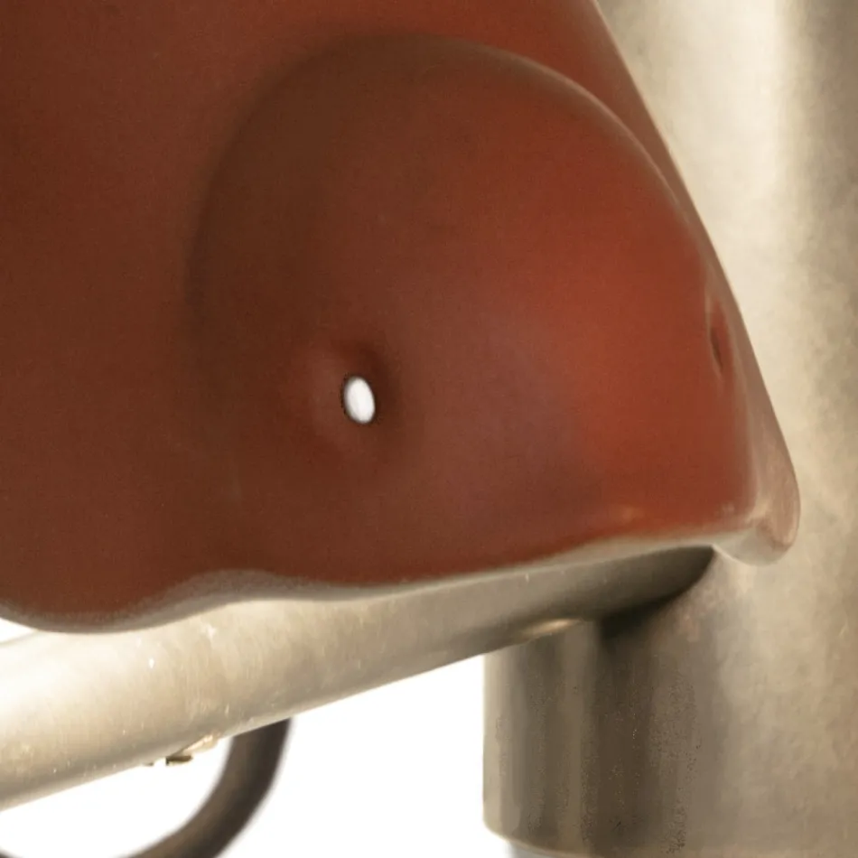 Aplique em Majólica Toscana Esmaltada e Metal Fabricado na Itália - Uccellino Viadurini