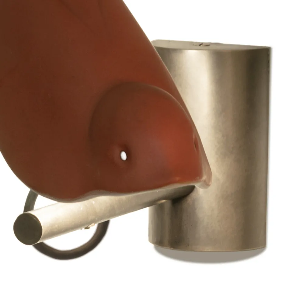 Aplique em Majólica Toscana Esmaltada e Metal Fabricado na Itália - Uccellino Viadurini