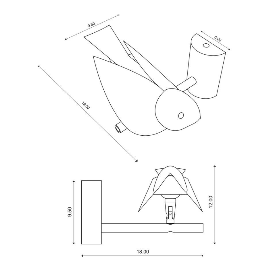 Aplique em Majólica Toscana Esmaltada e Metal Fabricado na Itália - Uccellino Viadurini