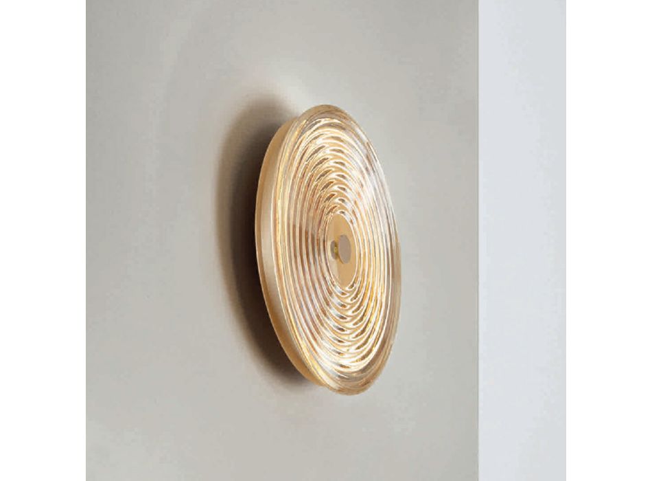 Luminária de parede em metal pintado e vidro decorado com linhas concêntricas - Hackberry Viadurini