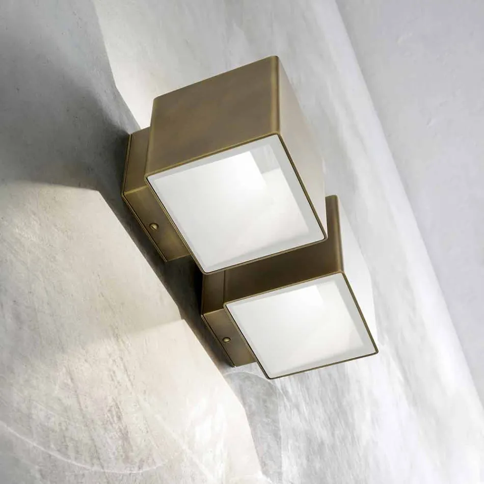 Aplique em latão e gesso fabricado na Itália - Cubetto Aldo Bernardi Viadurini