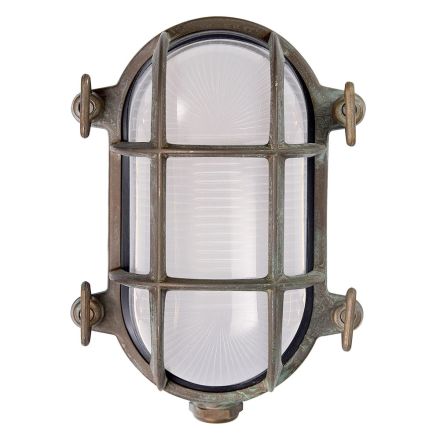 Luminária de parede vintage em latão com vidro opalino/transparente - Sereia Viadurini