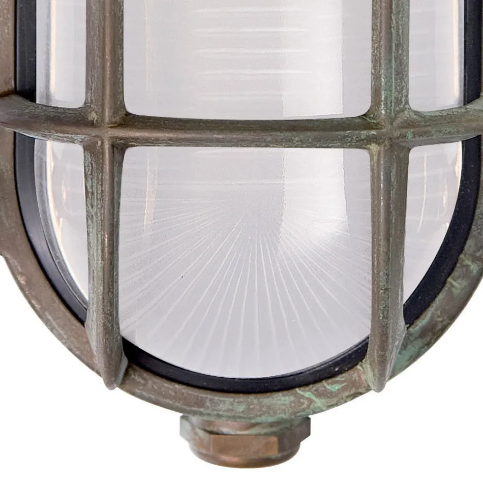 Luminária de parede vintage em latão com vidro opalino/transparente - Sereia Viadurini