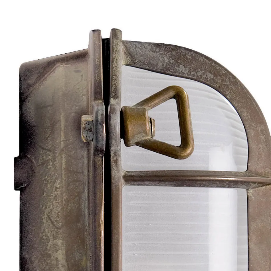 Luminária de parede vintage em latão com vidro opalino/transparente - Sereia Viadurini