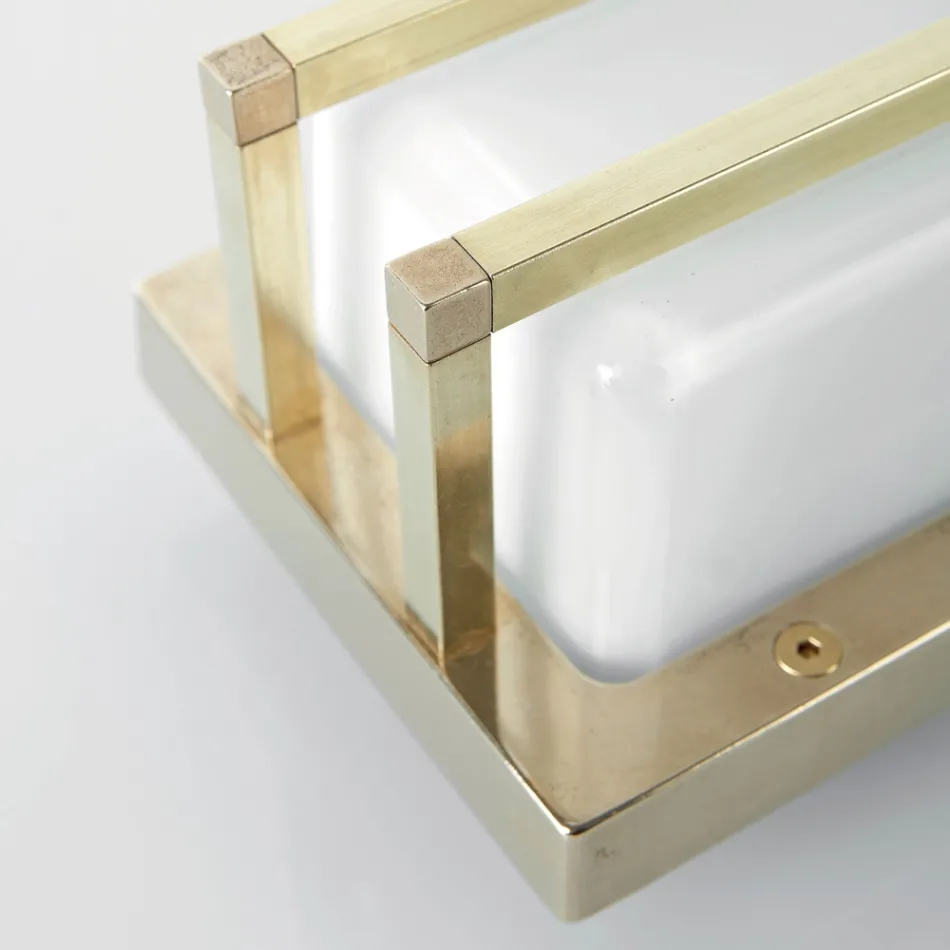 Luminária de parede vintage em latão, soquete E27, luz ambiente, fabricada na Itália - Cristal Viadurini