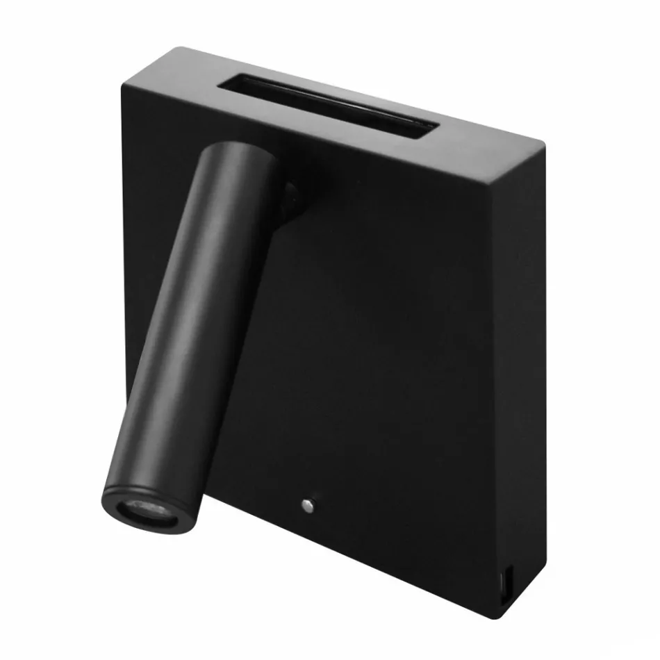 Aplique decorativo LED em alumínio branco ou preto com portas USB - Paola Viadurini