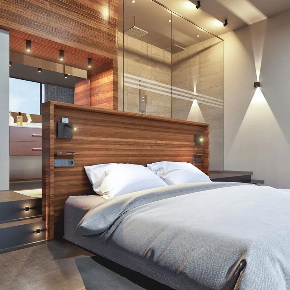 Aplique decorativo LED em alumínio branco ou preto com portas USB - Paola Viadurini