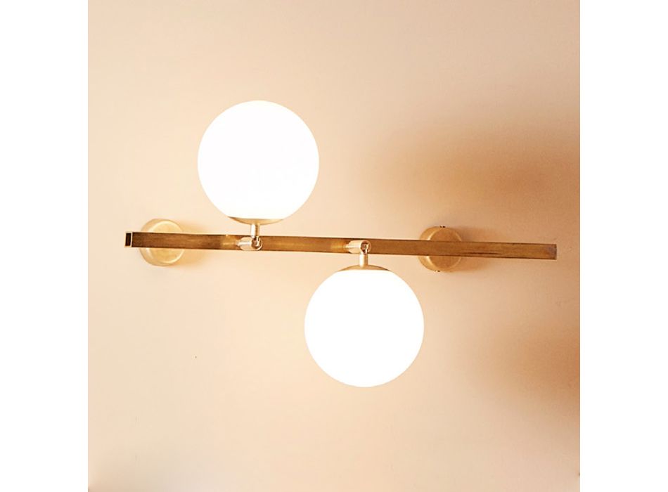 Aplique LED estilo vintage em latão e vidro fabricado na Itália - Grinta Viadurini