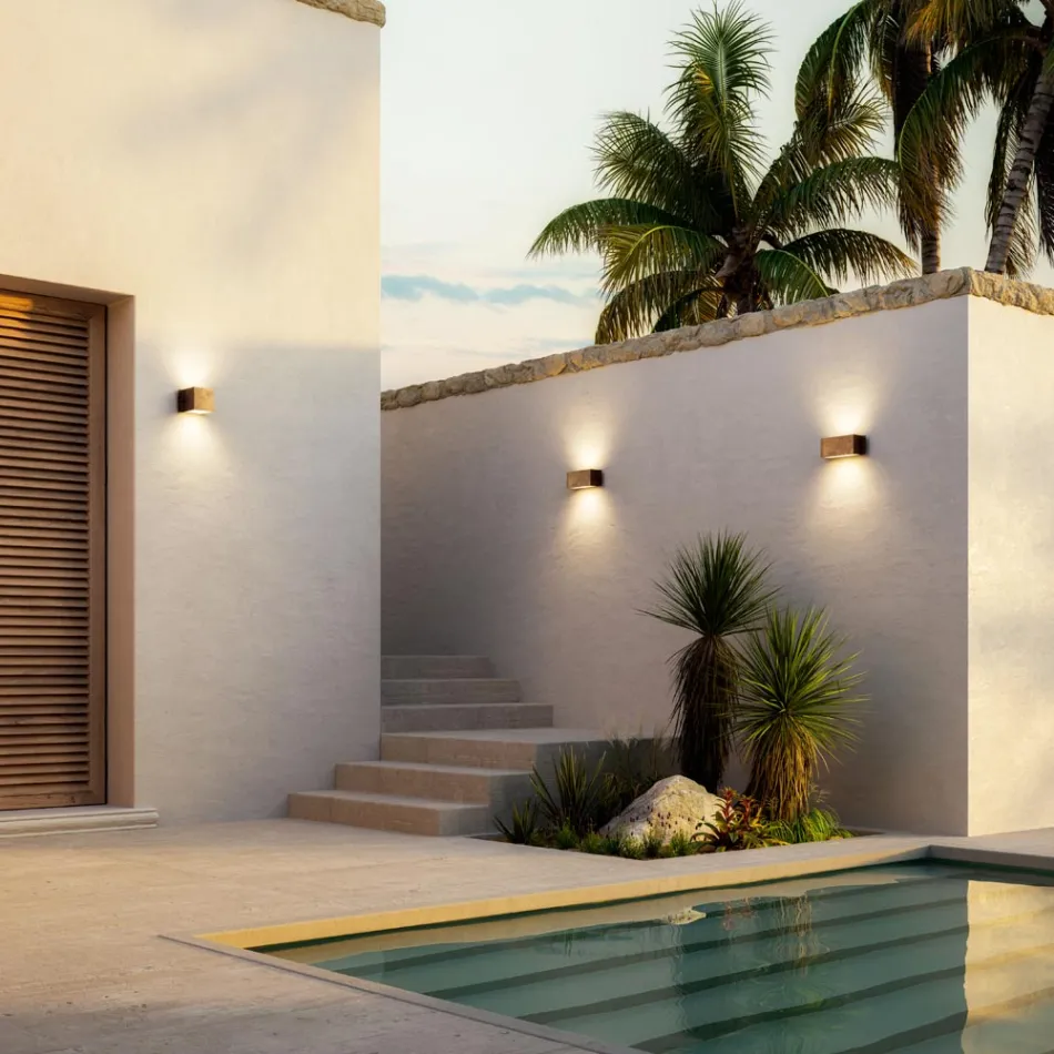 Aplique retangular em cobre e LED fabricado na Itália - exemplo Viadurini