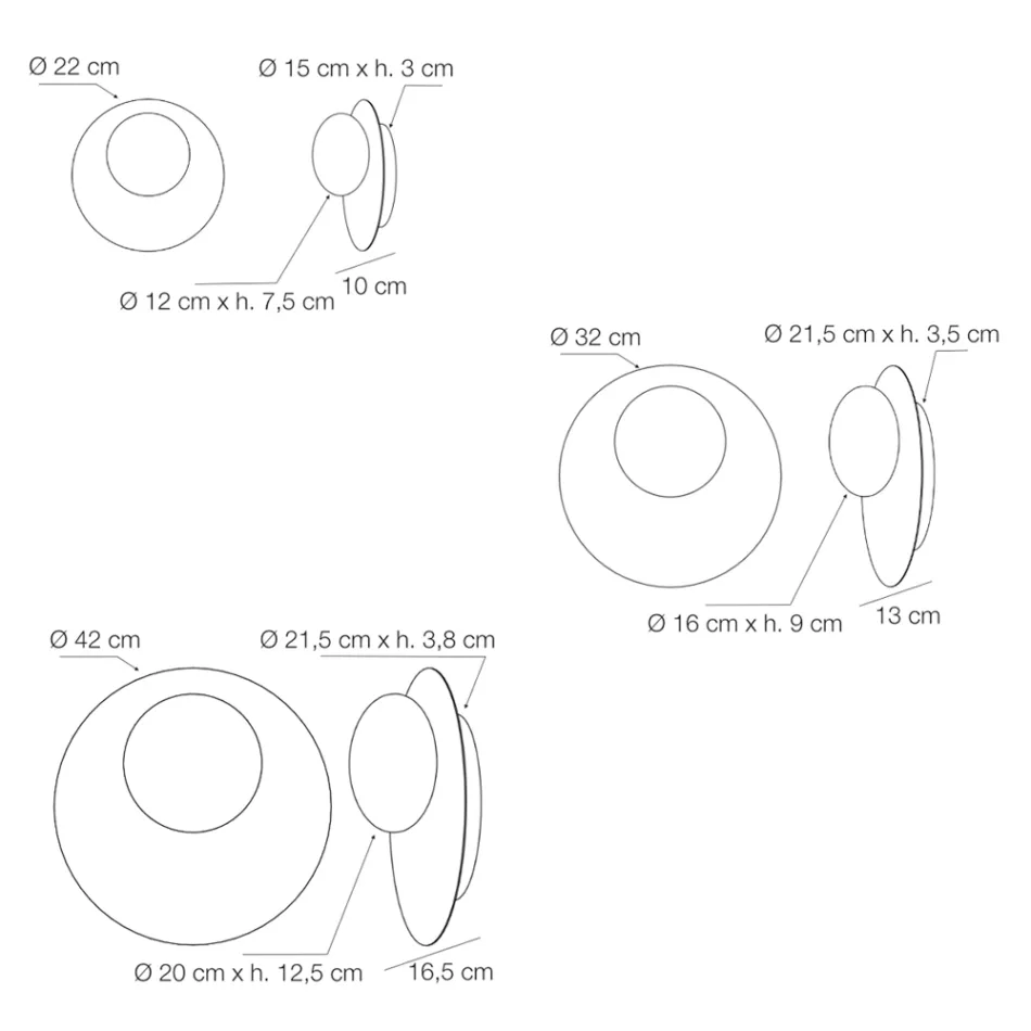 Luminária de parede ou teto em alumínio, metal e vidro branco - Luma Viadurini