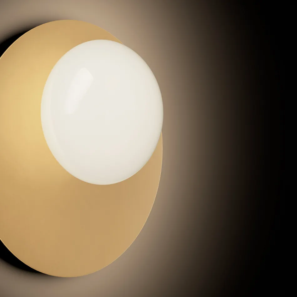 Luminária de parede ou teto em alumínio, metal e vidro branco - Luma Viadurini