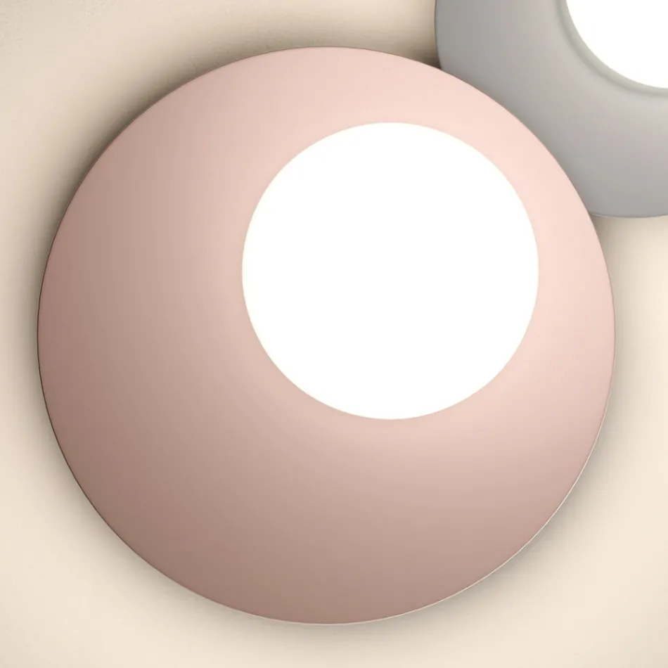 Luminária de parede ou teto em alumínio, metal e vidro branco - Luma Viadurini