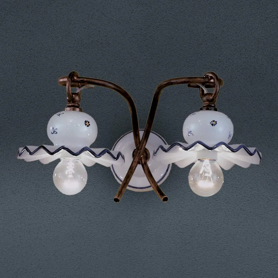 Luminária de parede de cerâmica decorada à mão Roma made in Italy by Ferroluce Viadurini