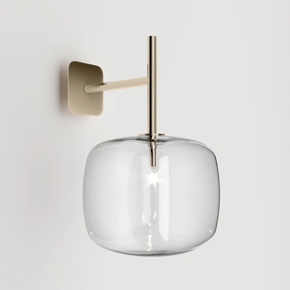 Luminária de parede refinada em vidro Pyrex soprado e metal, fabricada na Itália - Donatina Viadurini