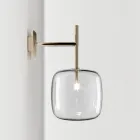 Luminária de parede refinada em vidro Pyrex soprado e metal, fabricada na Itália - Donatina Viadurini