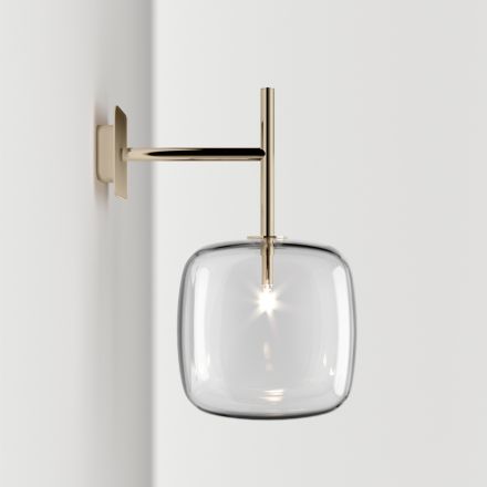 Luminária de parede refinada em vidro Pyrex soprado e metal, fabricada na Itália - Donatina Viadurini