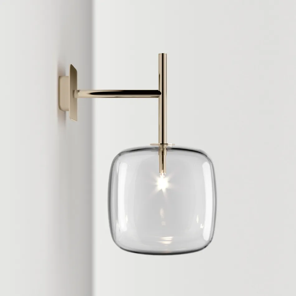 Luminária de parede refinada em vidro Pyrex soprado e metal, fabricada na Itália - Donatina Viadurini
