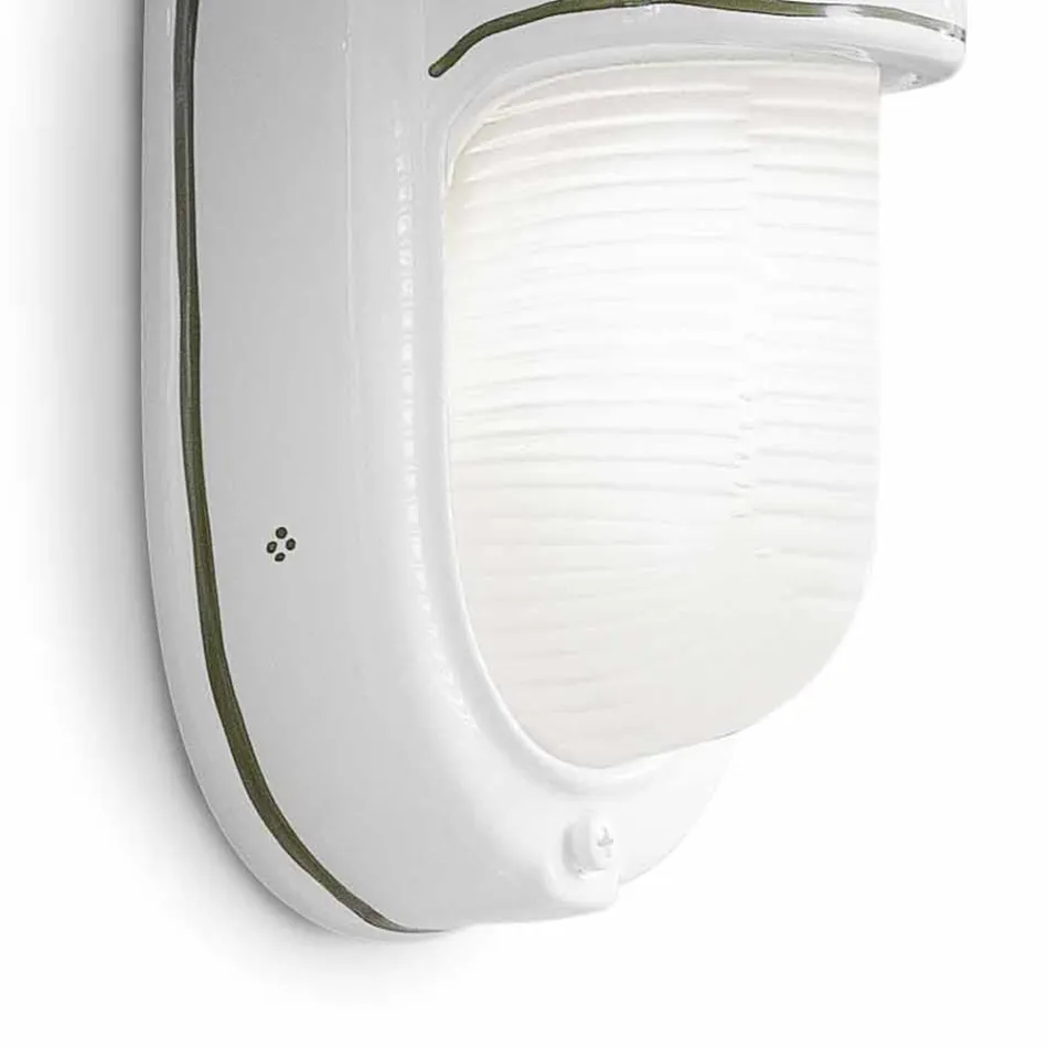 Candeeiro de parede vertical para exterior em cerâmica pintada à mão - Brindisi Viadurini