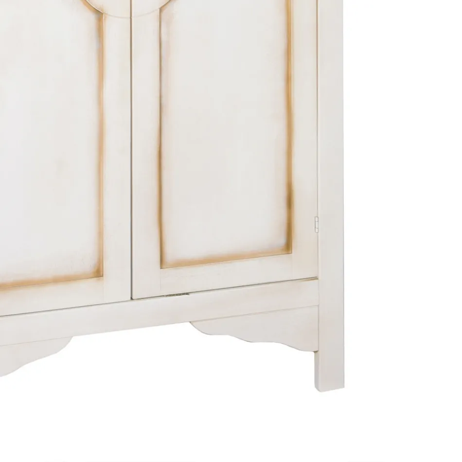 Armário de madeira branca patinada com 2 portas Made in Italy - Agni Viadurini