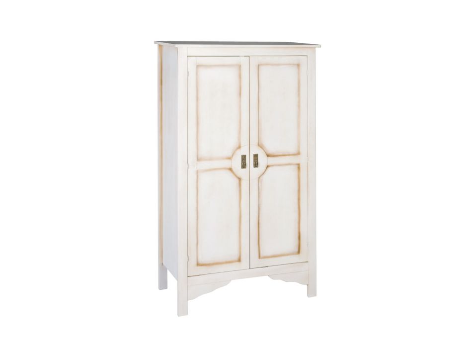 Armário de madeira branca patinada com 2 portas Made in Italy - Agni Viadurini