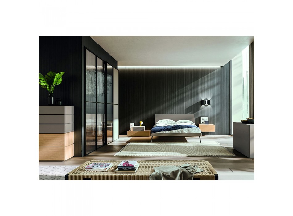Móveis de quarto de estilo moderno com 5 elementos feitos na Itália - diamante Viadurini