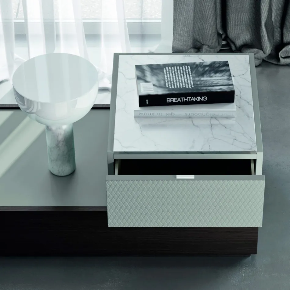 Mobília de quarto com 7 elementos de estilo moderno feitos na Itália - Polinésia Viadurini