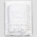 Toalhas de algodão turco branco com renda, 2 peças de luxo italiano - Sposi