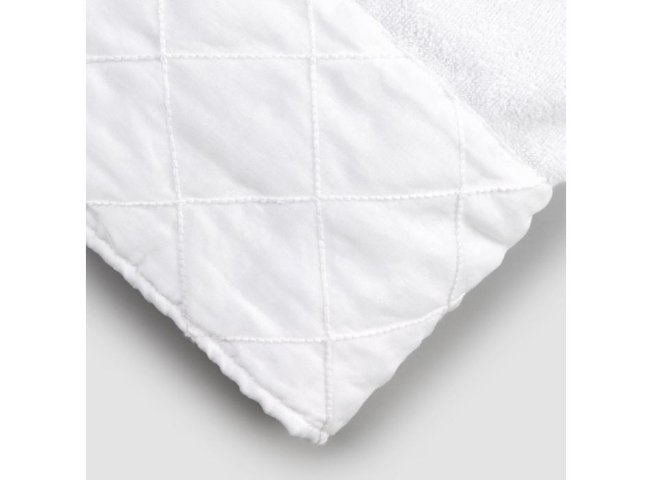 Toalha de rosto felpuda de algodão branco com decoração geométrica - Gimmy Viadurini