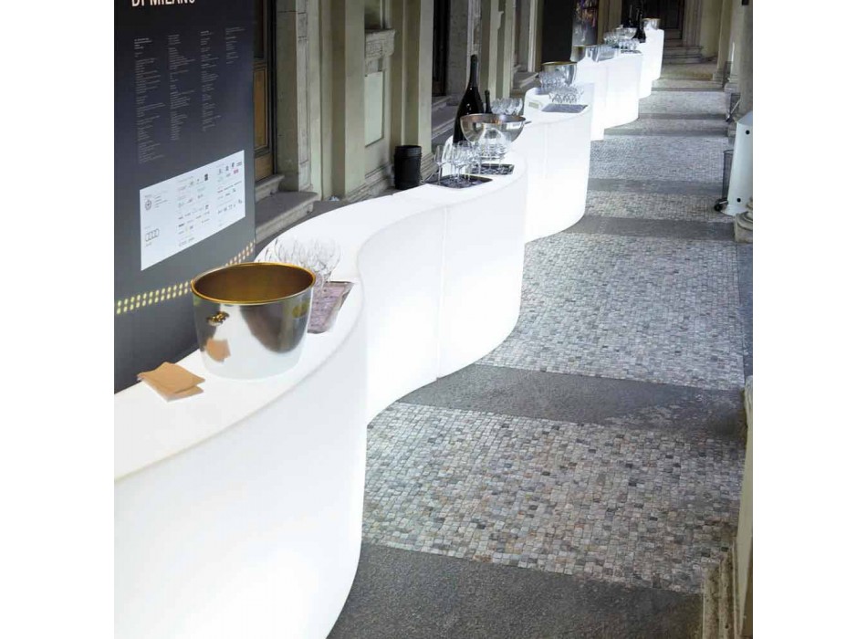 Balcão de barra modular Slide Snack Barra branca brilhante feita na Itália Viadurini