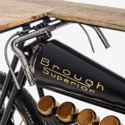 Barra de Console de Design Moderno em Madeira de Manga e Motocicleta de Aço - Chalota Viadurini