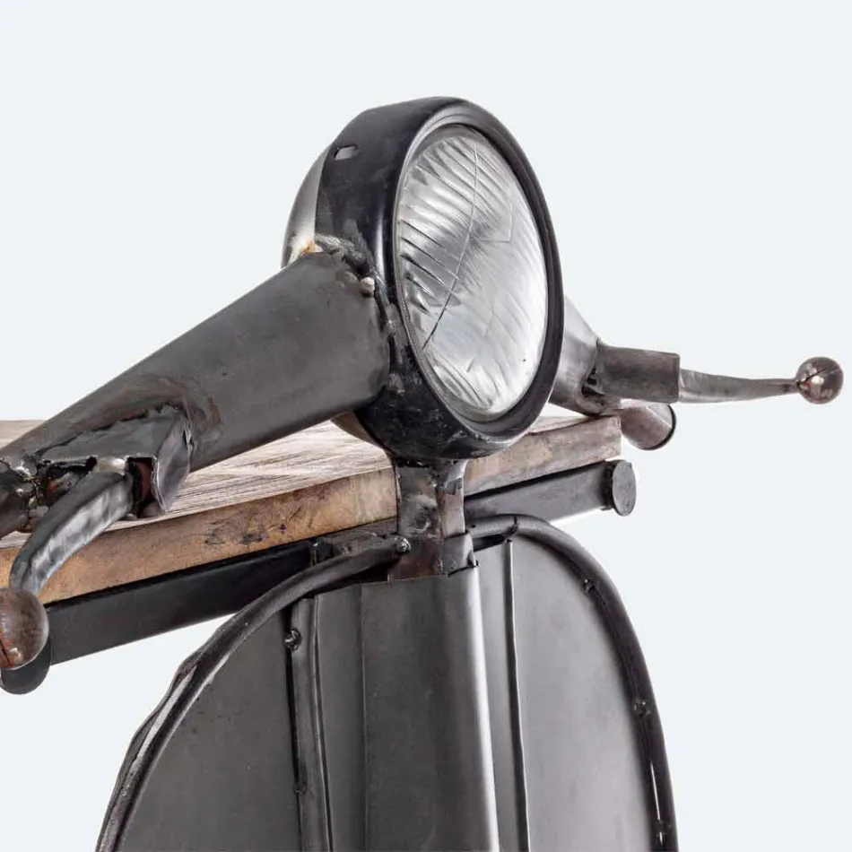 Consola Bar em Madeira Manga e Vespa em Aço de Design Moderno - Chalota Viadurini