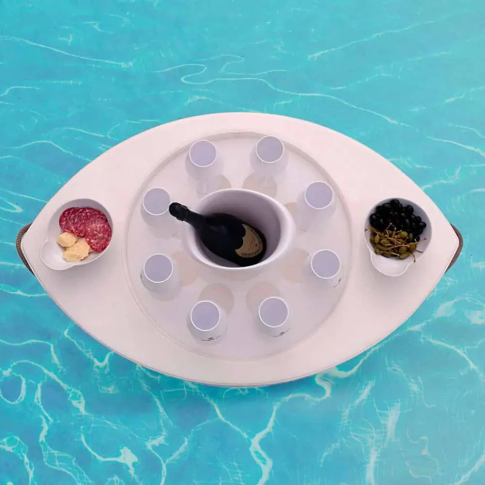 Barra flutuante feita com leahter falso marinho branco, Trona made in italy Viadurini