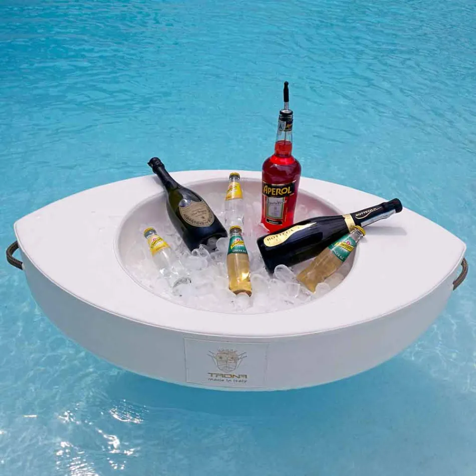 Barra flutuante feita com leahter falso marinho branco, Trona made in italy Viadurini